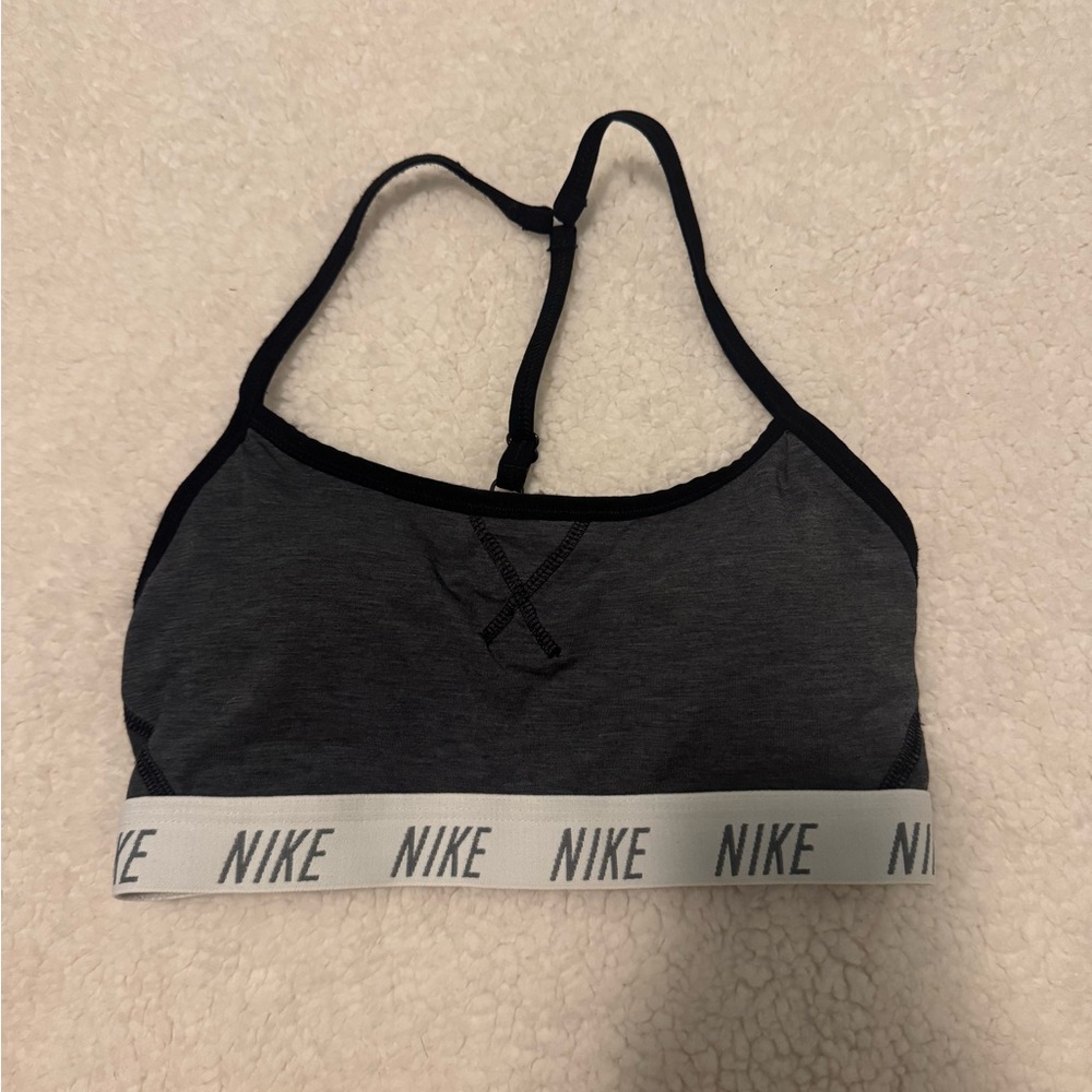 Nike Gray and Black Sports Bra with Racerback